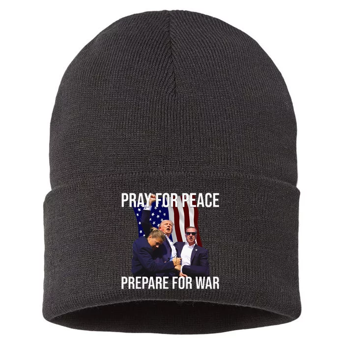 Pray For Peace Prepare For War Protrump Sustainable Knit Beanie