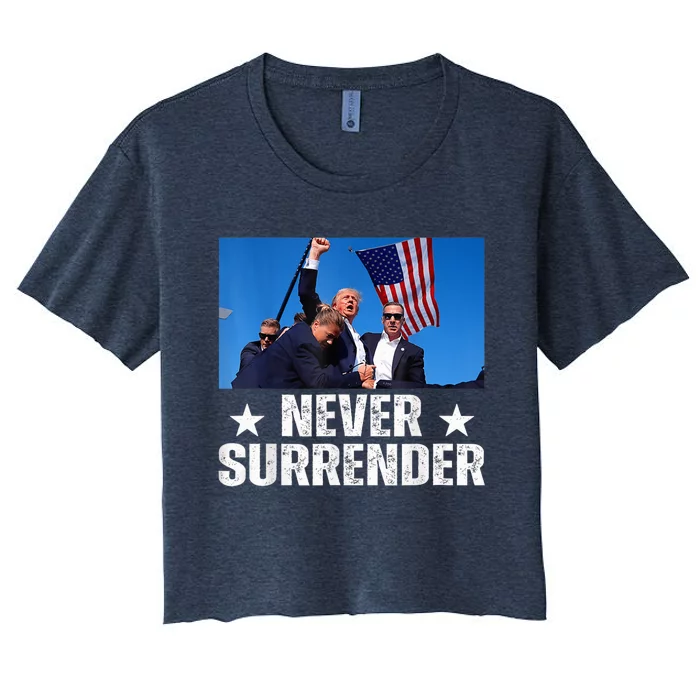 Pray For President Trump Never Surrender God Bless Trump Women's Crop Top Tee