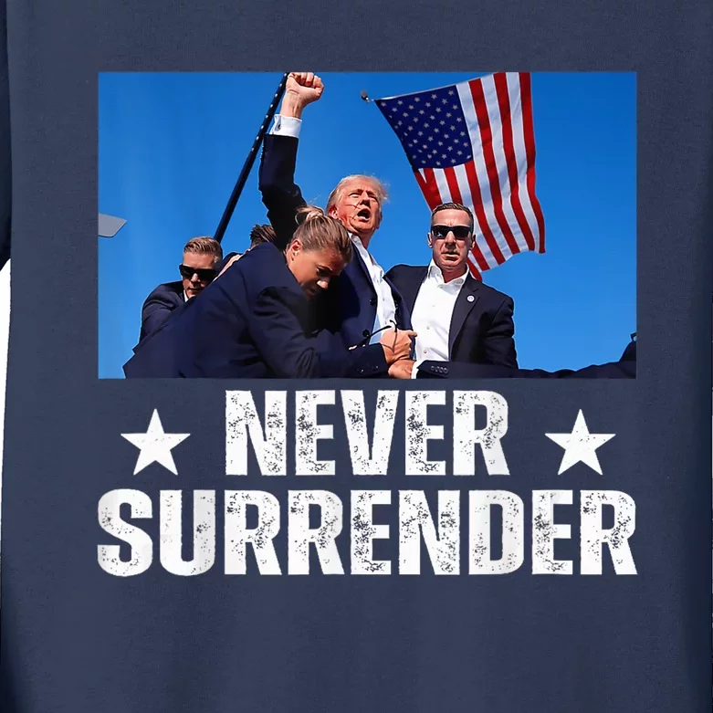 Pray For President Trump Never Surrender God Bless Trump Kids Long Sleeve Shirt