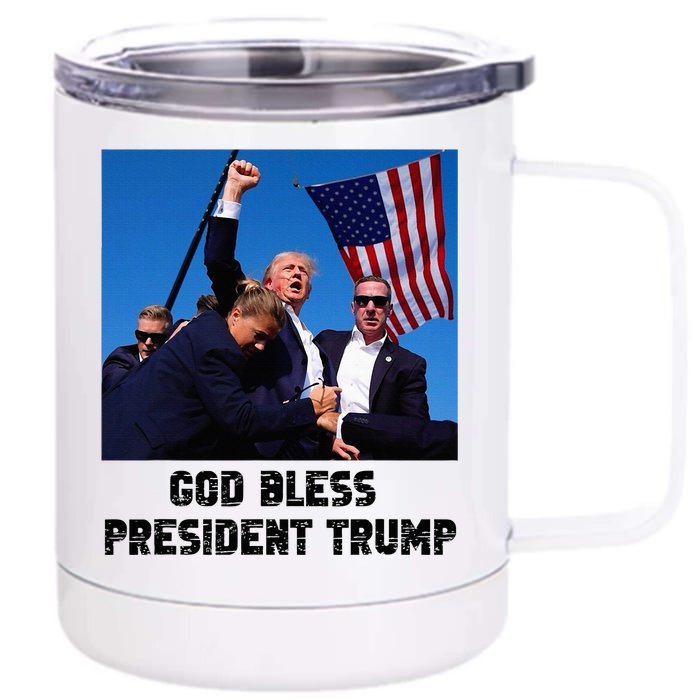 Pray For President Trump Never Surrender God Bless Trump Front & Back 12oz Stainless Steel Tumbler Cup