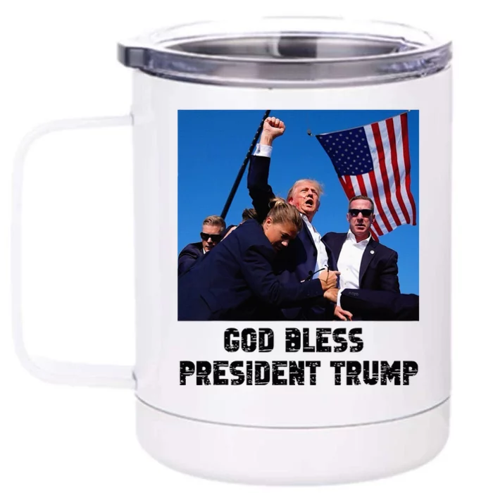 Pray For President Trump Never Surrender God Bless Trump Front & Back 12oz Stainless Steel Tumbler Cup