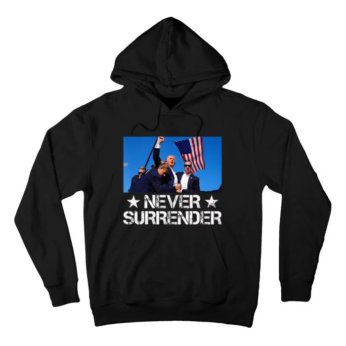 Pray For President Trump Never Surrender God Bless Trump Tall Hoodie