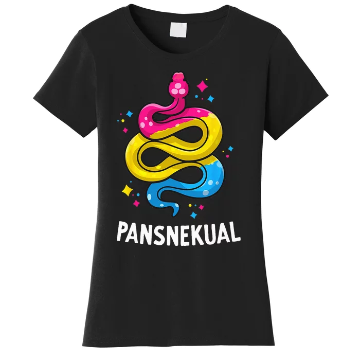 Pansnekual Funny Pansexual Pride Snake Pan Flag Colors Women's T-Shirt