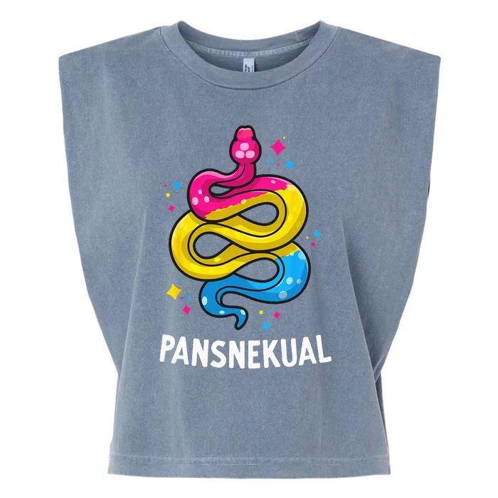 Pansnekual Funny Pansexual Pride Snake Pan Flag Colors Garment-Dyed Women's Muscle Tee