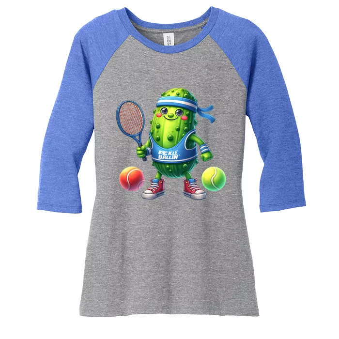 Pickleball Funny Pickle Cucumber Fertation Pickles Gift Women's Tri-Blend 3/4-Sleeve Raglan Shirt