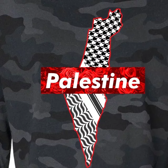 Palestine Free Palestine Free Gaza Palestine Flag Arabic Cropped Pullover Crew