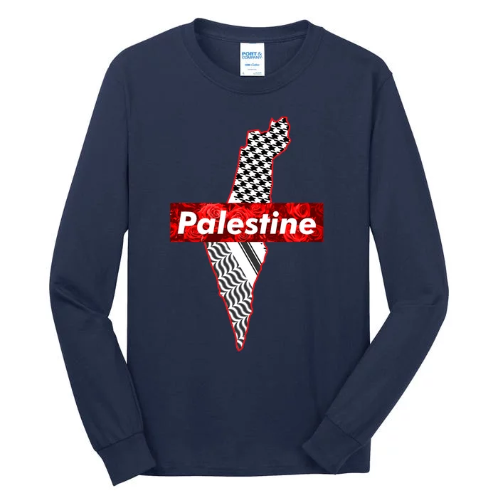 Palestine Free Palestine Free Gaza Palestine Flag Arabic Tall Long Sleeve T-Shirt