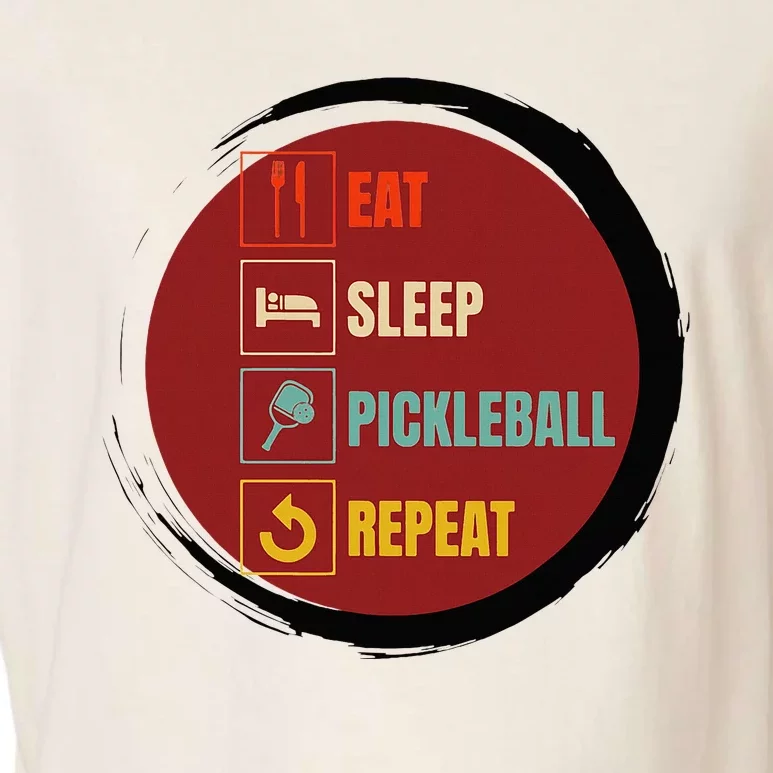 Pickleball Funny Quote Eat Sleep Pickleball Repeat Garment-Dyed Women's Muscle Tee