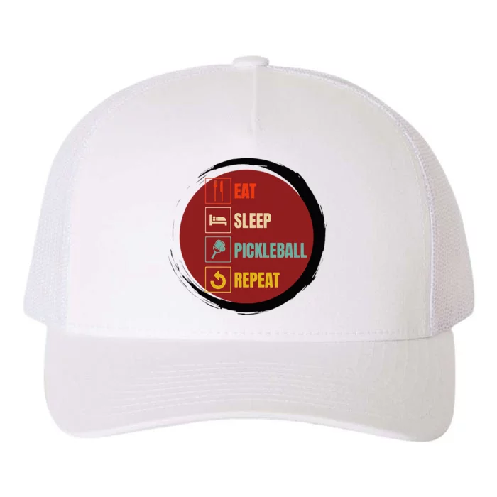 Pickleball Funny Quote Eat Sleep Pickleball Repeat Yupoong Adult 5-Panel Trucker Hat