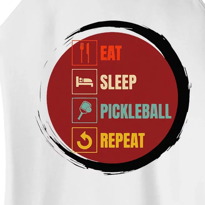 Pickleball Funny Quote Eat Sleep Pickleball Repeat Women’s Perfect Tri Rocker Tank