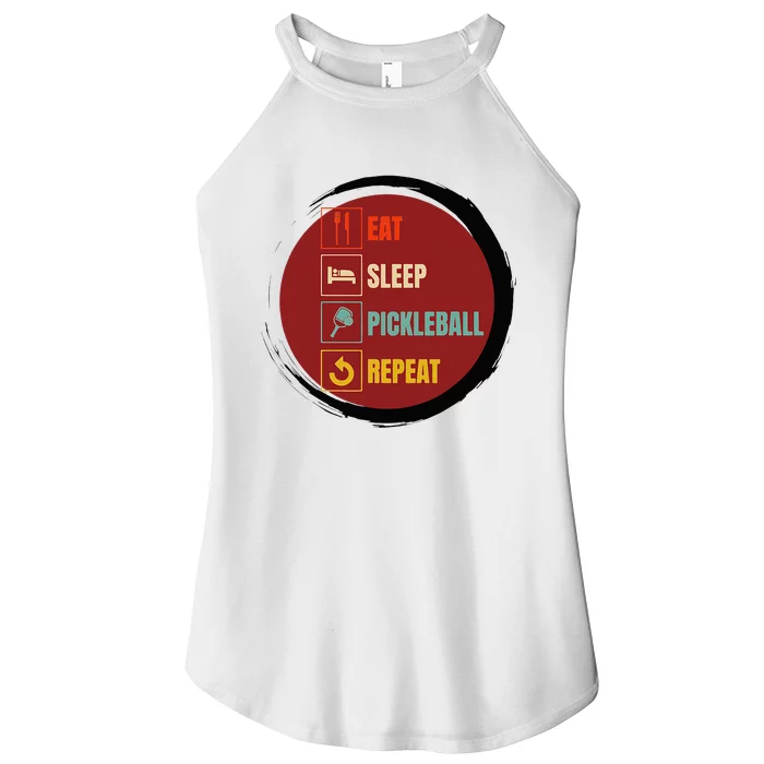 Pickleball Funny Quote Eat Sleep Pickleball Repeat Women’s Perfect Tri Rocker Tank