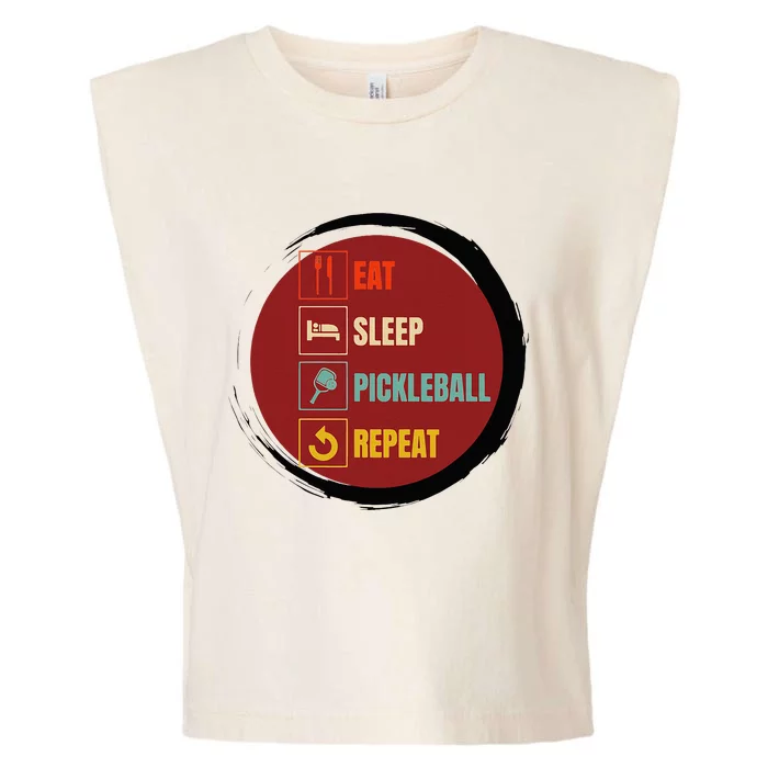 Pickleball Funny Quote Eat Sleep Pickleball Repeat Garment-Dyed Women's Muscle Tee