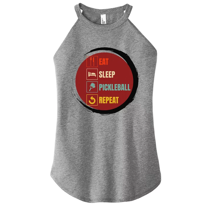 Pickleball Funny Quote Eat Sleep Pickleball Repeat Women’s Perfect Tri Rocker Tank