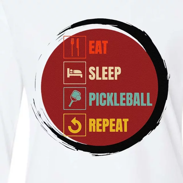 Pickleball Funny Quote Eat Sleep Pickleball Repeat Womens Cotton Relaxed Long Sleeve T-Shirt