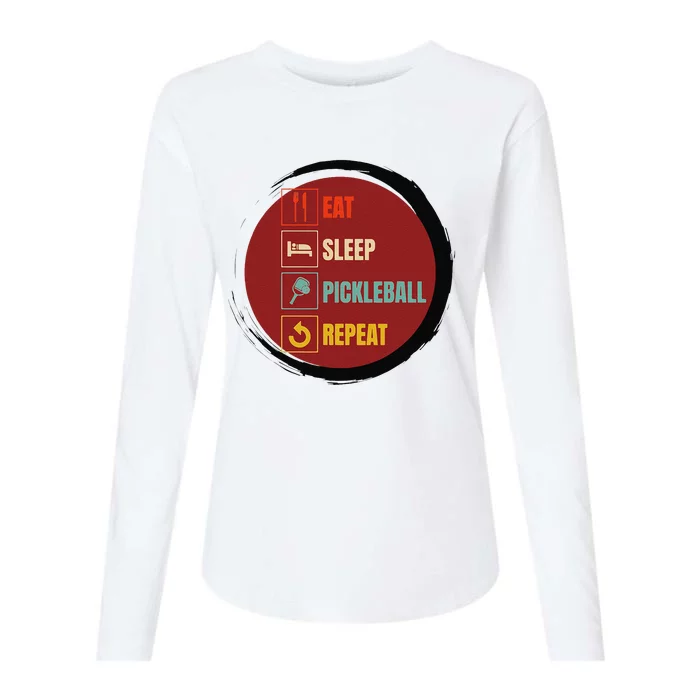 Pickleball Funny Quote Eat Sleep Pickleball Repeat Womens Cotton Relaxed Long Sleeve T-Shirt