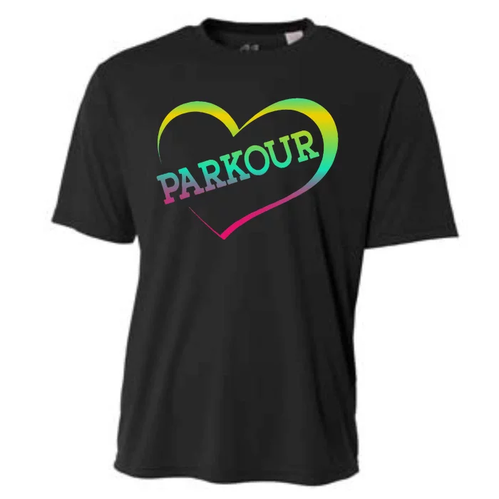 Parkour Free Running Traceur Watercolor Heart Parkour Cooling Performance Crew T-Shirt