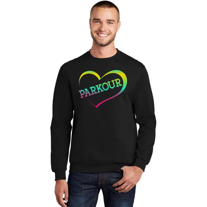 Parkour Free Running Traceur Watercolor Heart Parkour Tall Sweatshirt