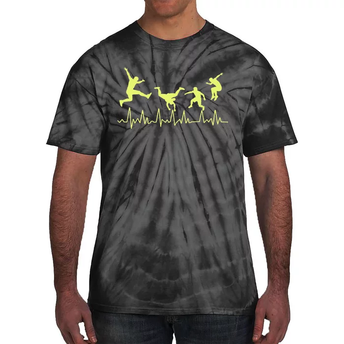 Parkour Free Running Heart Rate Monitor Silhouette Action Tie-Dye T-Shirt