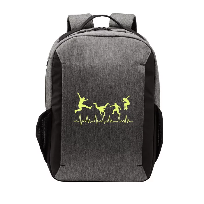 Parkour Free Running Heart Rate Monitor Silhouette Action Vector Backpack