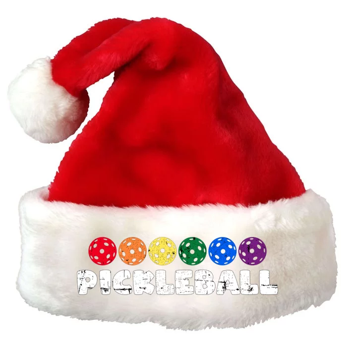 Pickleball Funny Retro Vintage Pickleballplayer Cool Gift Premium Christmas Santa Hat