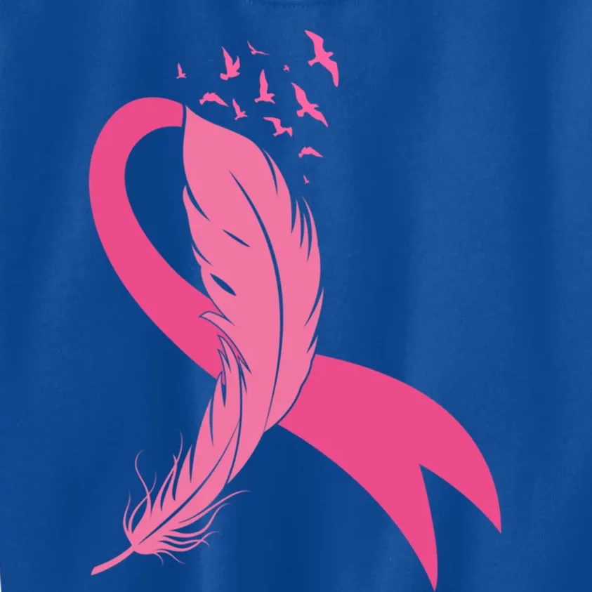 Pink Feather Ribbon Breast Cancer Awareness Gift Kids Sweatshirt