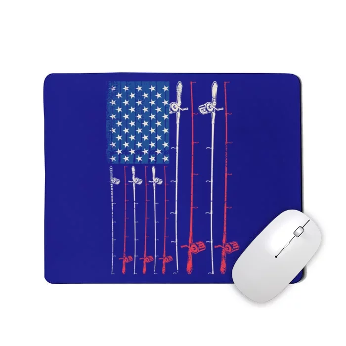 Patriotic Fishing Rods American Flag Fisher 4th Of July Gift Mousepad