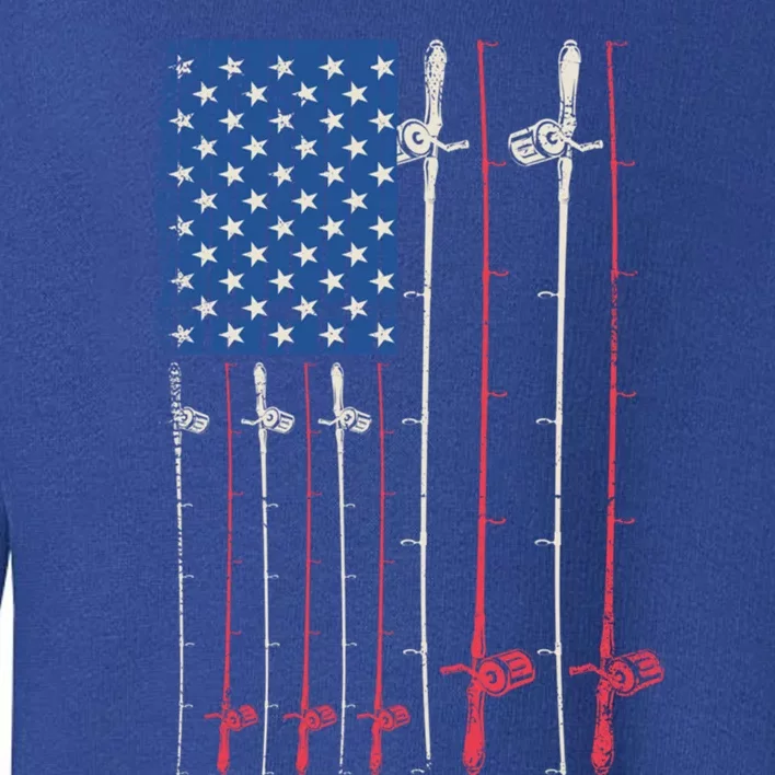 Patriotic Fishing Rods American Flag Fisher 4th Of July Gift Toddler Sweatshirt