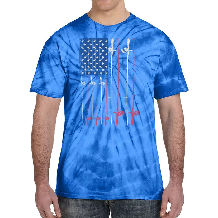 Patriotic Fishing Rods American Flag Fisher 4th Of July Gift Tie-Dye T-Shirt