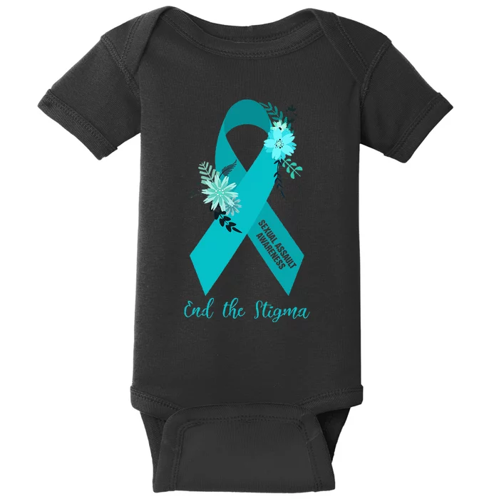 Ph Floral Ribbon Sexual Assault Awareness Month Baby Bodysuit