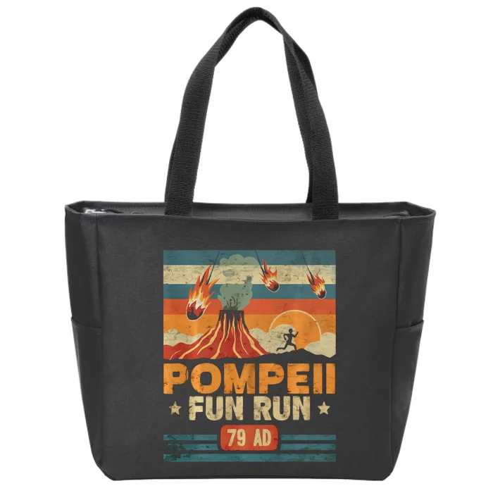 Pompeii Fun Run Retro Volcano Lover Geology Volcanologist Zip Tote Bag