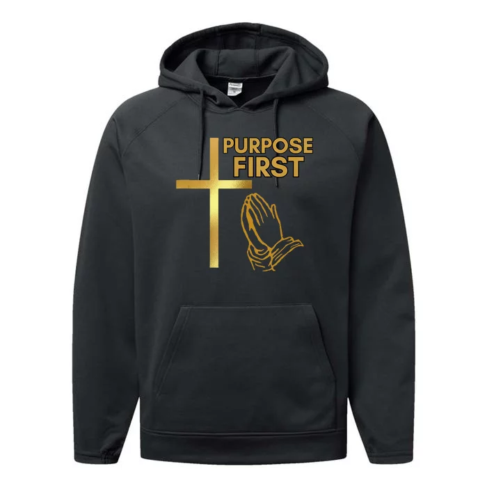 Purpose First Redeemed Cross Nails Christian Performance Fleece Hoodie