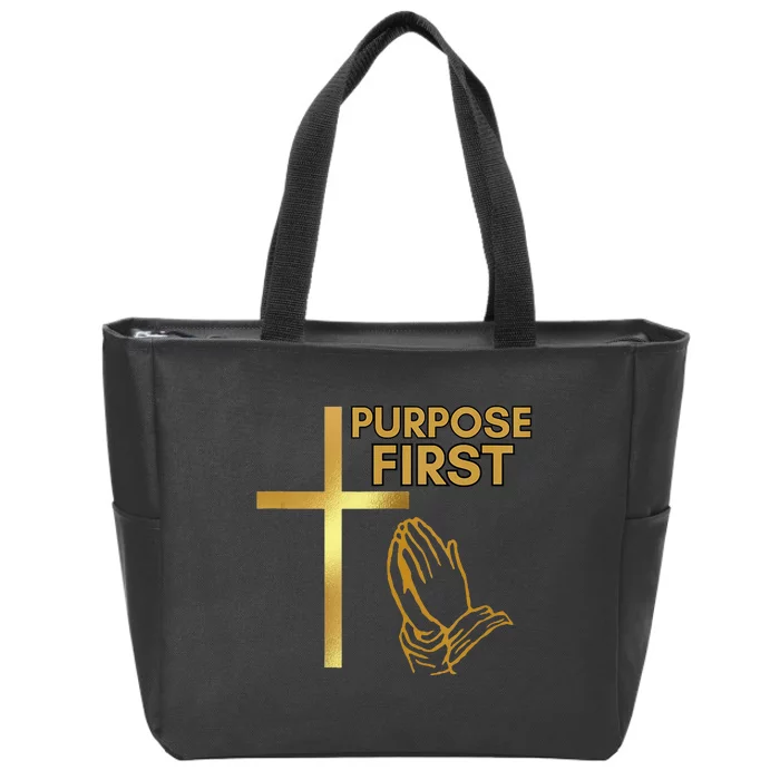 Purpose First Redeemed Cross Nails Christian Zip Tote Bag