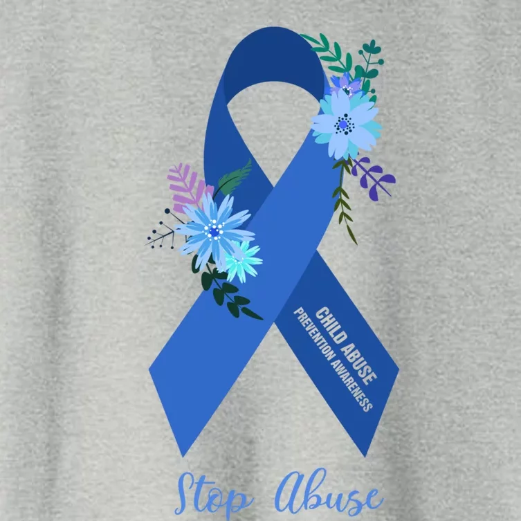 Ph Floral Ribbon Abuse Awareness Month Great Gift Women's Crop Top Tee