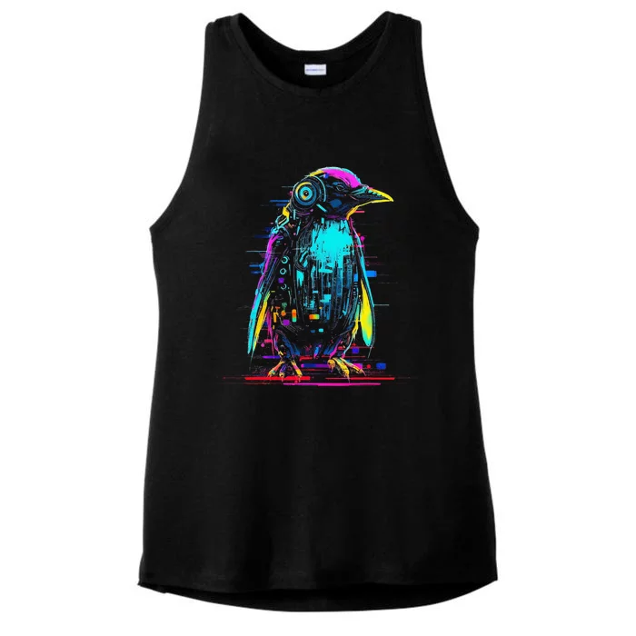 Penguin Fantasy Robot Art Animal Penguin Ladies Tri-Blend Wicking Tank