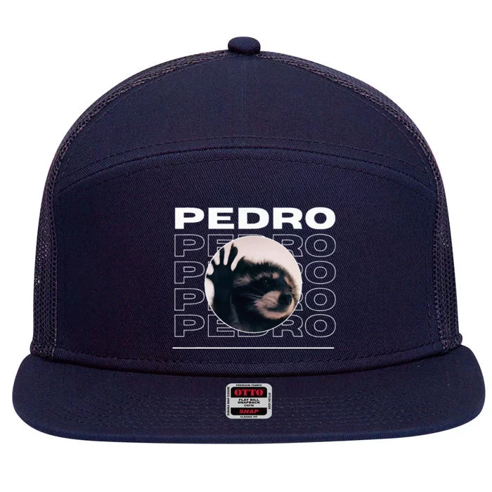 Pedro Funny Raccoon Dancing Meme 7 Panel Mesh Trucker Snapback Hat