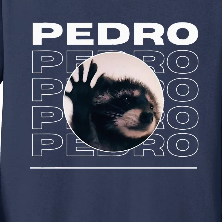 Pedro Funny Raccoon Dancing Meme Kids Long Sleeve Shirt