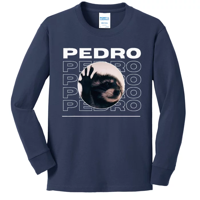 Pedro Funny Raccoon Dancing Meme Kids Long Sleeve Shirt