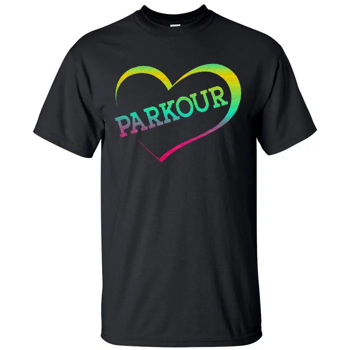 Parkour Free Running Traceur Girl Watercolor Heart Parkour Tall T-Shirt