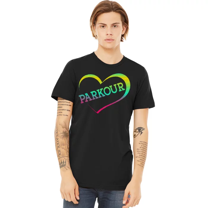 Parkour Free Running Traceur Girl Watercolor Heart Parkour Premium T-Shirt