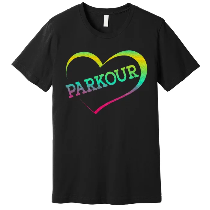 Parkour Free Running Traceur Girl Watercolor Heart Parkour Premium T-Shirt