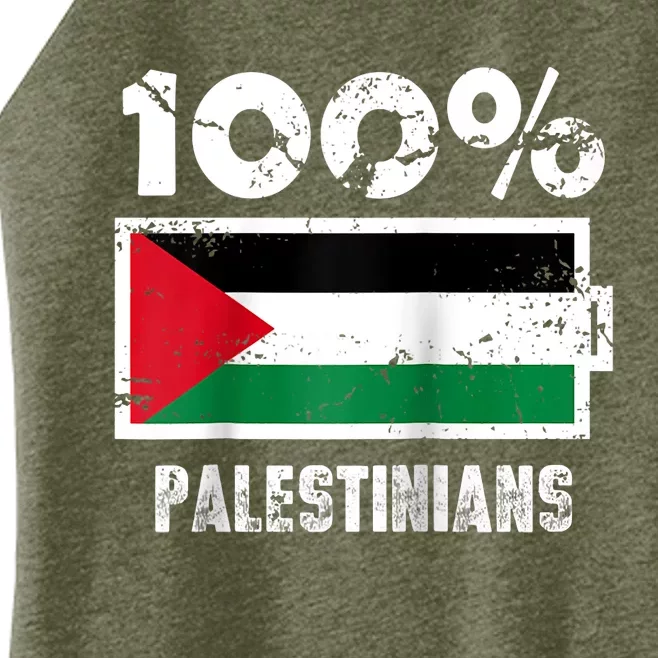 Palestine Flag Support | 100% Palestinians Battery Power Women’s Perfect Tri Rocker Tank