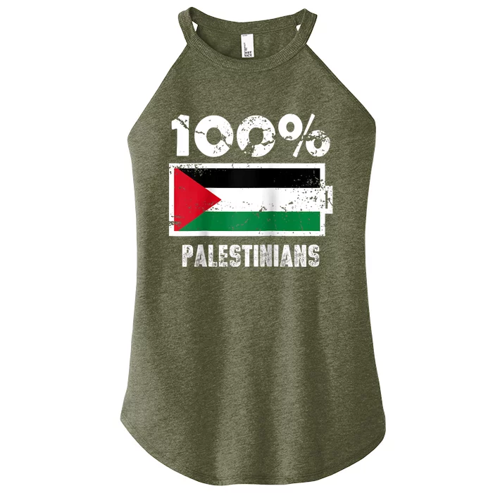 Palestine Flag Support | 100% Palestinians Battery Power Women’s Perfect Tri Rocker Tank