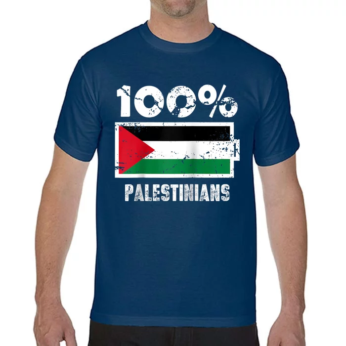 Palestine Flag Support | 100% Palestinians Battery Power Comfort Colors T-Shirt