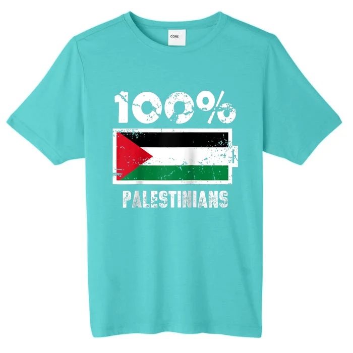 Palestine Flag Support | 100% Palestinians Battery Power ChromaSoft Performance T-Shirt