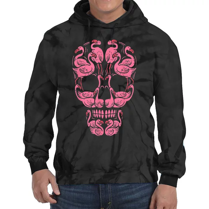 Pink Flamingo Skull Breast Cancer Awareness Halloween 2021 Tie Dye Hoodie