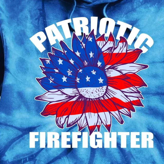 Patriotic Firefighter Sunflower Retro Job America Flag Gift Tie Dye Hoodie