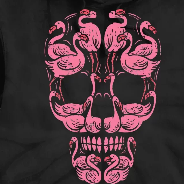 Pink Flamingo Skull Breast Cancer Awareness Halloween Tie Dye Hoodie