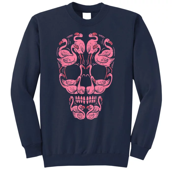 Pink Flamingo Skull Breast Cancer Awareness Halloween Women Tall Sweatshirt