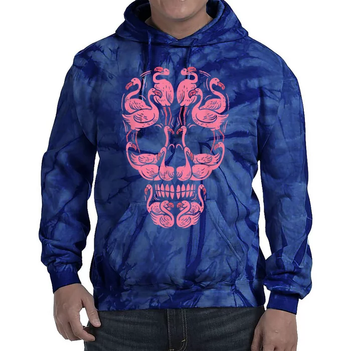 Pink Flamingo Skull Breast Cancer Awareness Halloween Women Tie Dye Hoodie