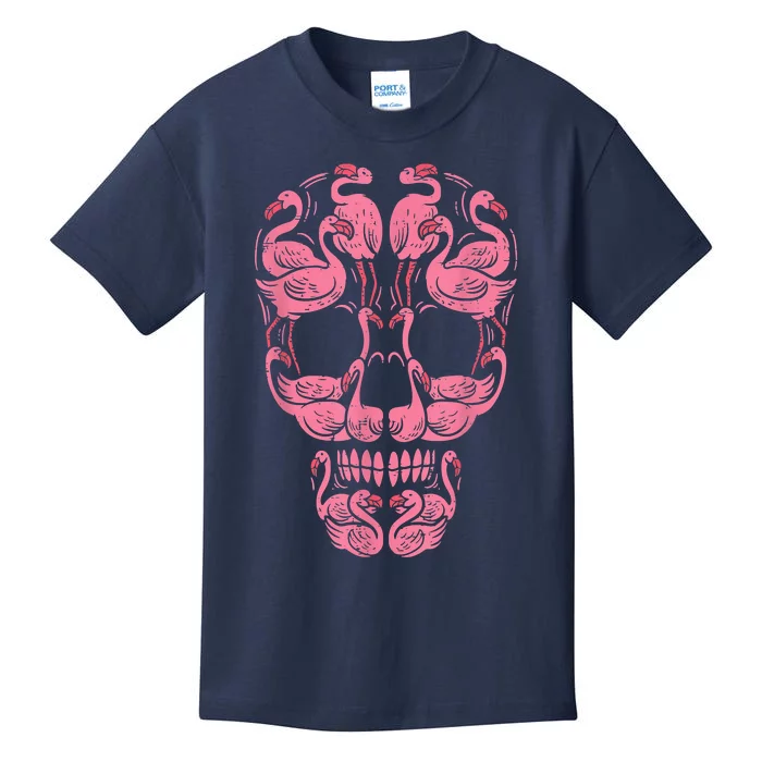 Pink Flamingo Skull Breast Cancer Awareness Halloween Women Kids T-Shirt